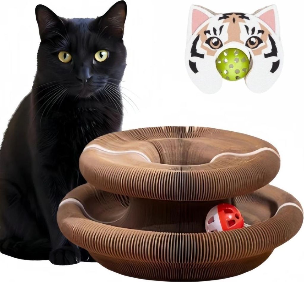 INF Akkordeon Katzenkratzspielzeug mit Glocke - Wellpappe Katzenkrallen Schleifer