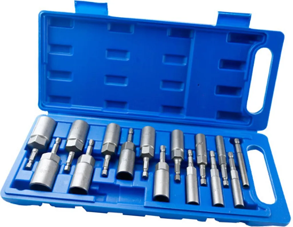 Jeu de 15 Embouts de Vissage Douilles Hexagonales Profondes 5.5-19mm