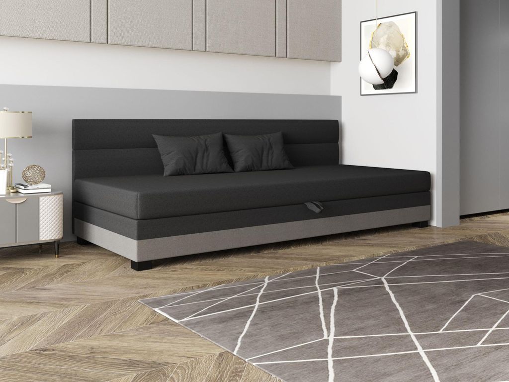 Einzelbett mit Polsterung 90x195 NALINDA BIZ 1 - grau / hellgrau