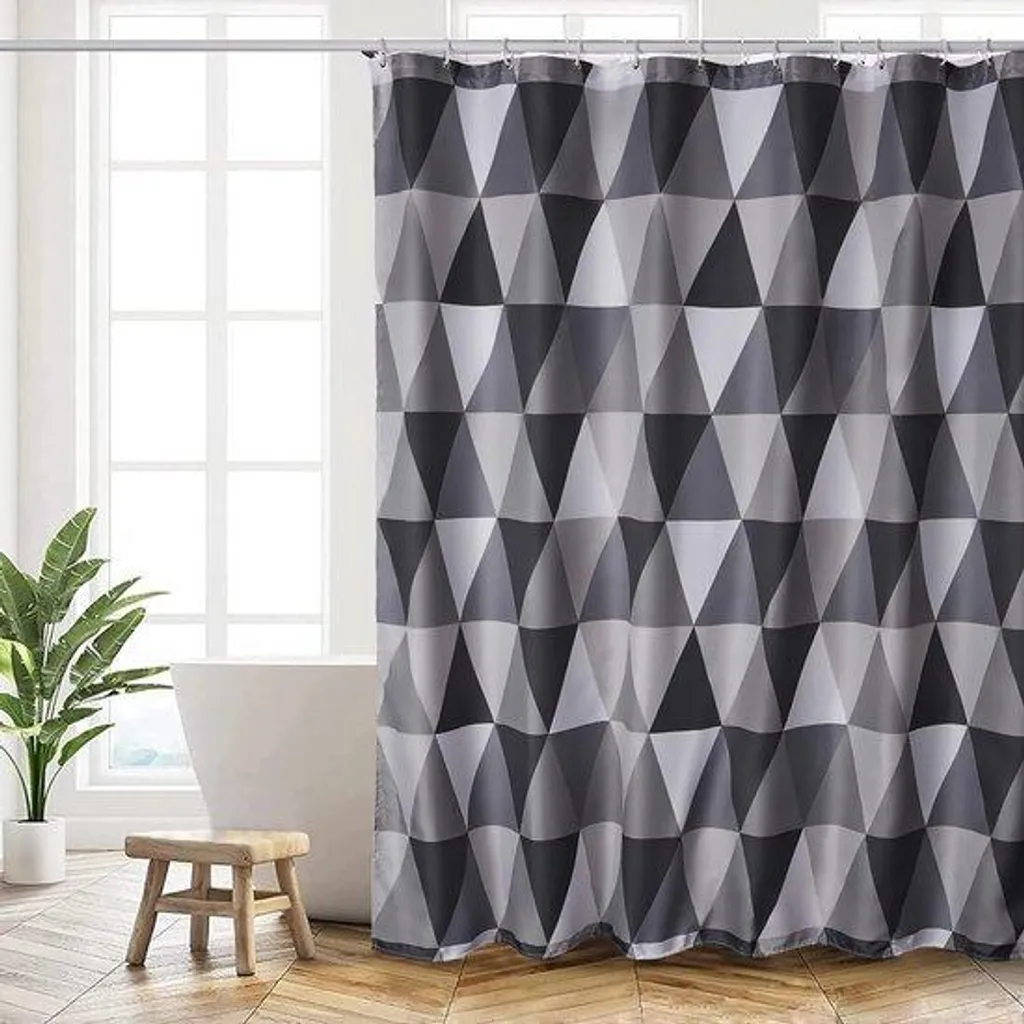 Rideau de douche anti-moisissure lavable, finition festonnée et 12 anneaux