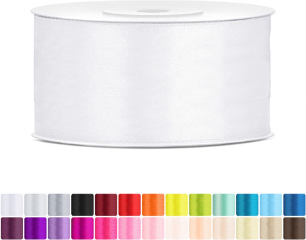 Satinband 38mm Weiß - 25 Meter Rolle Geschenk- & Produktbild 