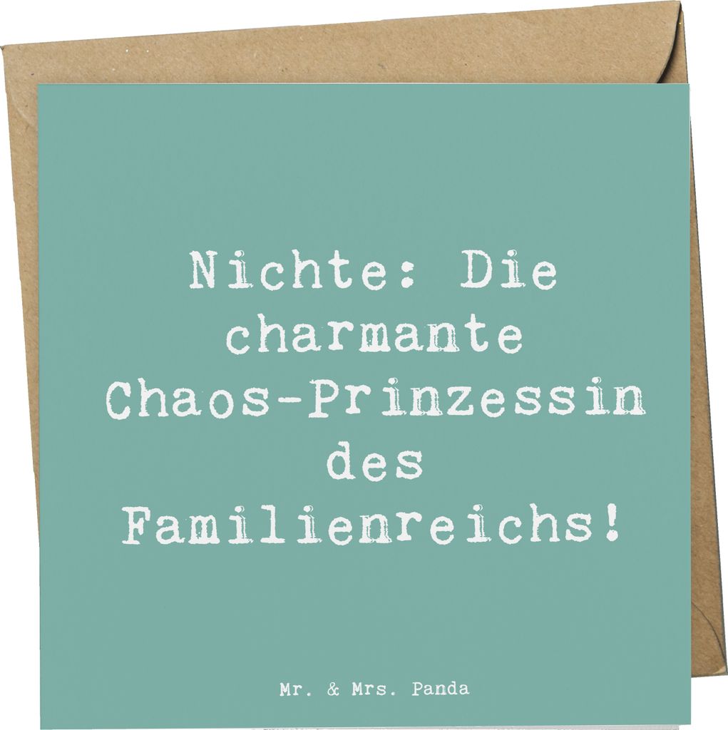 Mr. & Mrs. Panda Grußkarte Spruch Nichte Chaos-Prinzessin - Meeresbrise - Geschenk, Klappkarte, doppelkarte, Liebe, Verwandtschaft, Freude, Gesche...