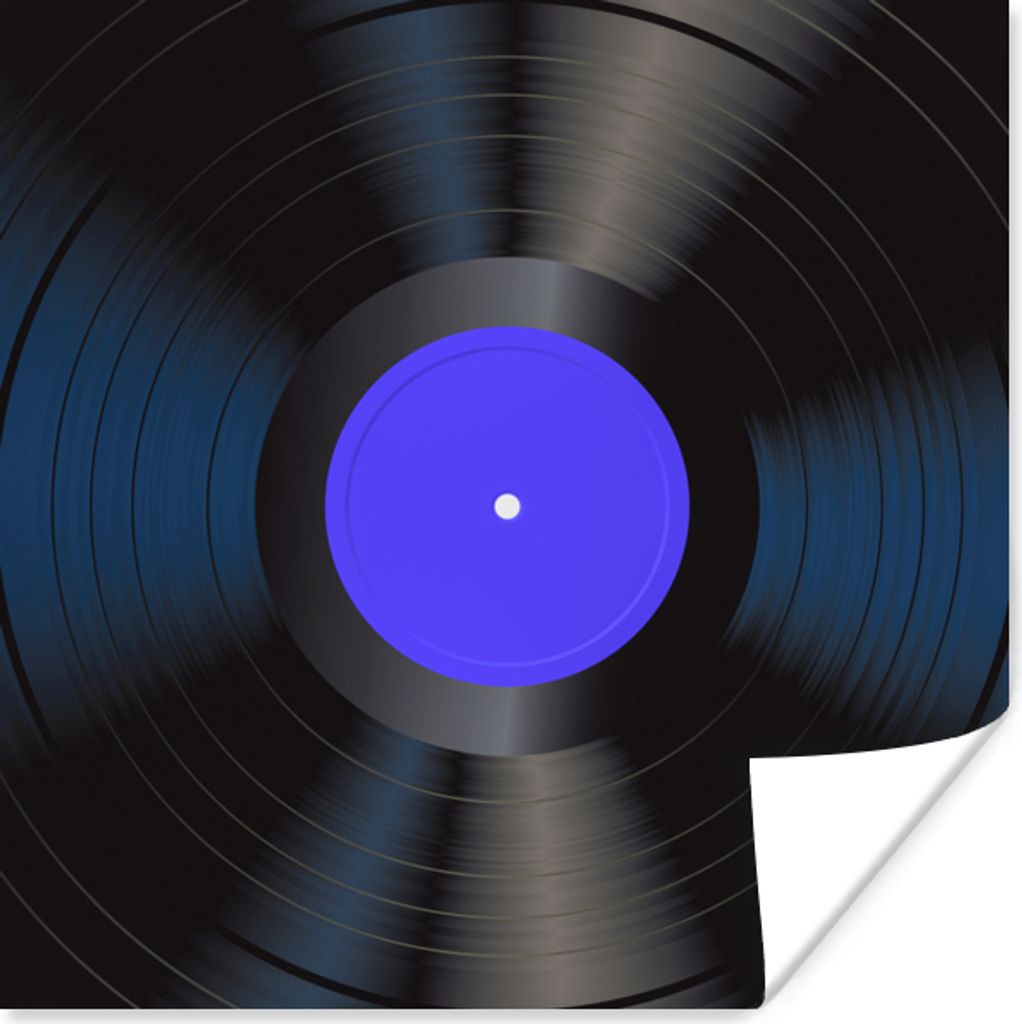 MuchoWow Poster Blau - LP's Vinyl - Retro 75x75 cm - Wand Dekoration