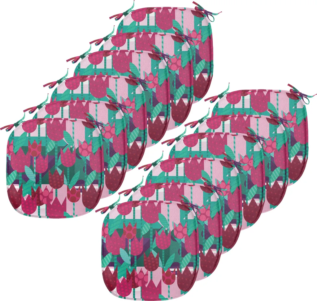 Set 12 Cuscini Sedie 40x40 ABAKUHAUS Tulipani Verde Giada e Rosso