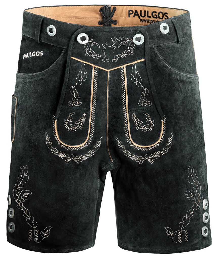 PAULGOS Herren Trachten Lederhose Kurz - HK1 - Echtes Leder Produktbild 