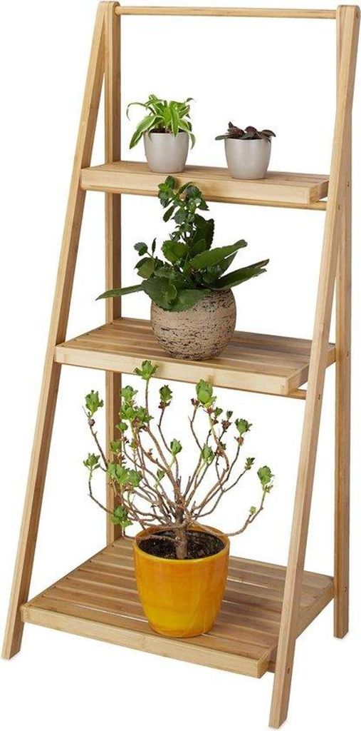 Bamboe-3-Etage-Rek - inklapbar - hout - natur - 99x45x32 cm