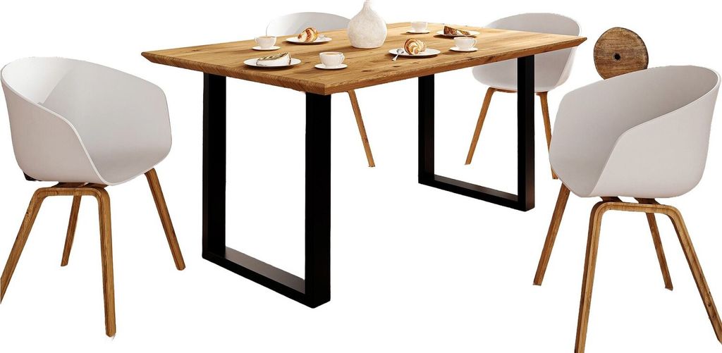 Esstisch Swiss Cant Davi Wildeiche 180x100 cm Tisch Schweizer Kante U-Gestell