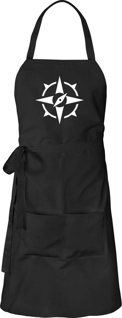 Huuraa Schürze Kompass Bussole Schwarz mit Taschen Baumwolle Kochschürze Geschenkidee