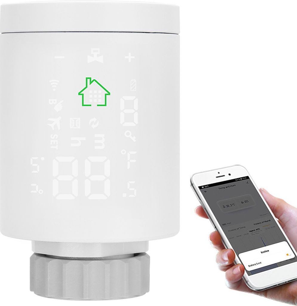 Tuya ZIGBEE3.0 Smart Heizkörperthermostat Thermostatventil Programmierbares Heizkoerperventil APP-Steuerung Sprachsteuerung Kompatibel mit Alexa F...