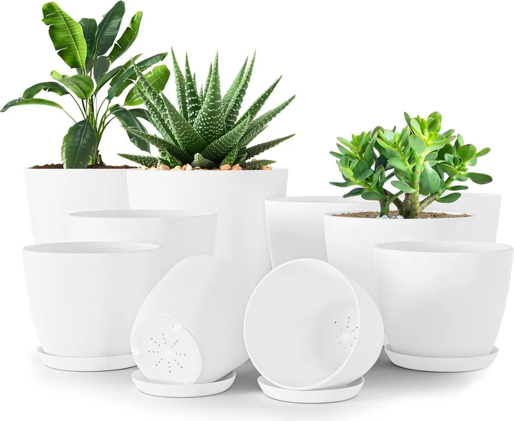 Jardinières Décoratives Modernes en Plastique Blanc - Lot de 10 Pots DIY