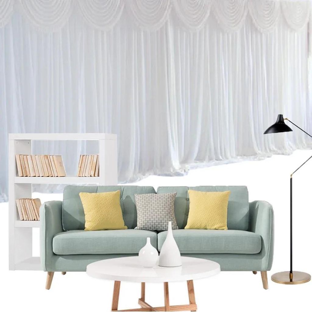 Hintergrundvorhang für Fotostudio & Hochzeit - Vorhang - 300x300 cm - Deckenmontage - 100% Seide - Transparent - 1 Paneel - Weiß