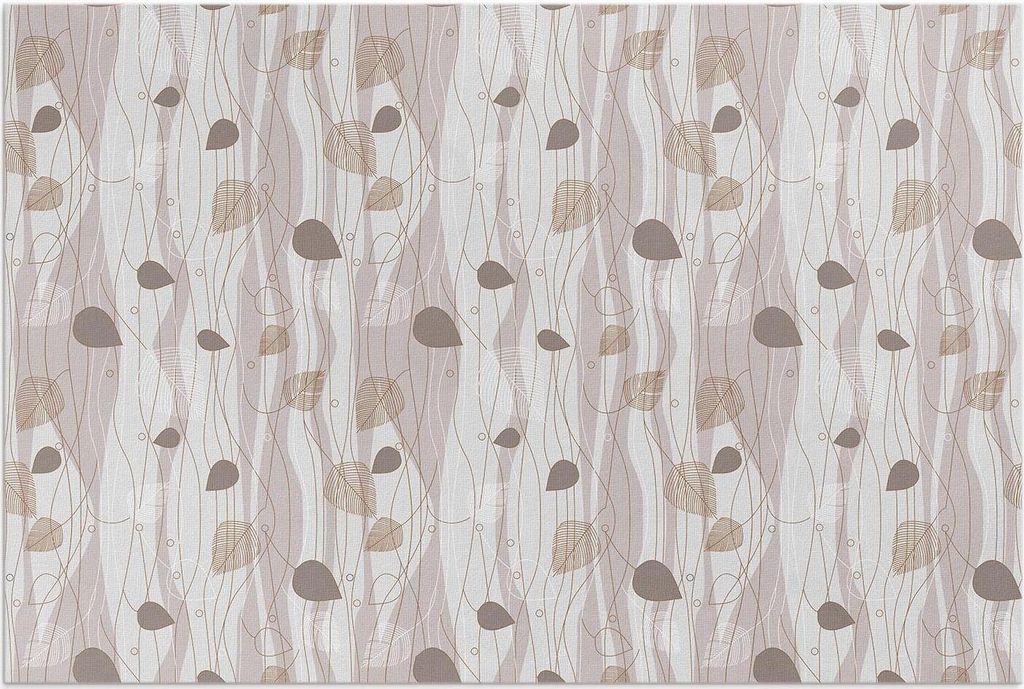 Boho Blätter auf Wellen Hintergrund Illustration – Vinylteppich – 140x210 cm – Outdoor Teppich – Terrasse – Wetterfest – Modern