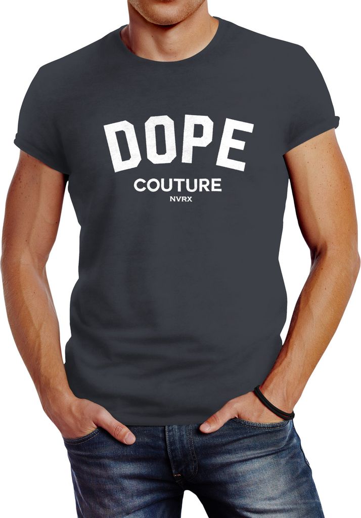 Herren T-Shirt DOPE COUTURE Slim Fit Neverless dunkelgrau S