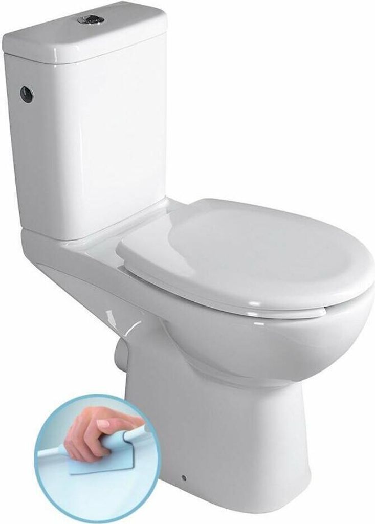 HANDICAP Erhöhtes Kombi-WC, spülrandlos, Abgang waagerecht, Weiß