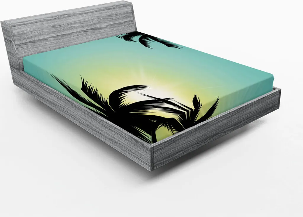 Drap-housse 180x200 cm Ajustable et Doux, Motif Ciel de Miami Écume