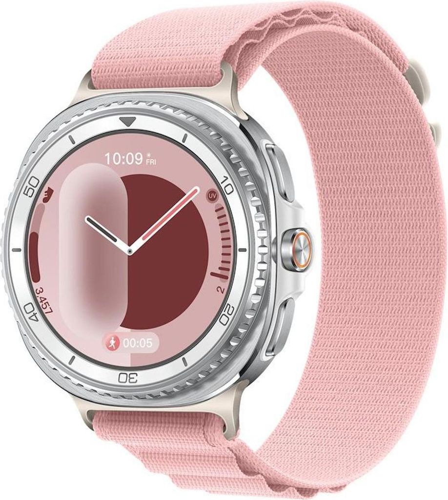 Nylon Armband für Samsung Galaxy Watch 8 / 8 Classic Alpine Loop Design Rosa