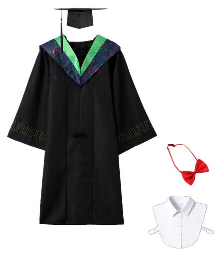 Unisex-Abschlusskleid mit matter Kappe, angedeutetem Hemdkragen und Krawatte – professionelle, formelle Kleidung für Bachelor-Absolventen (Gymna...