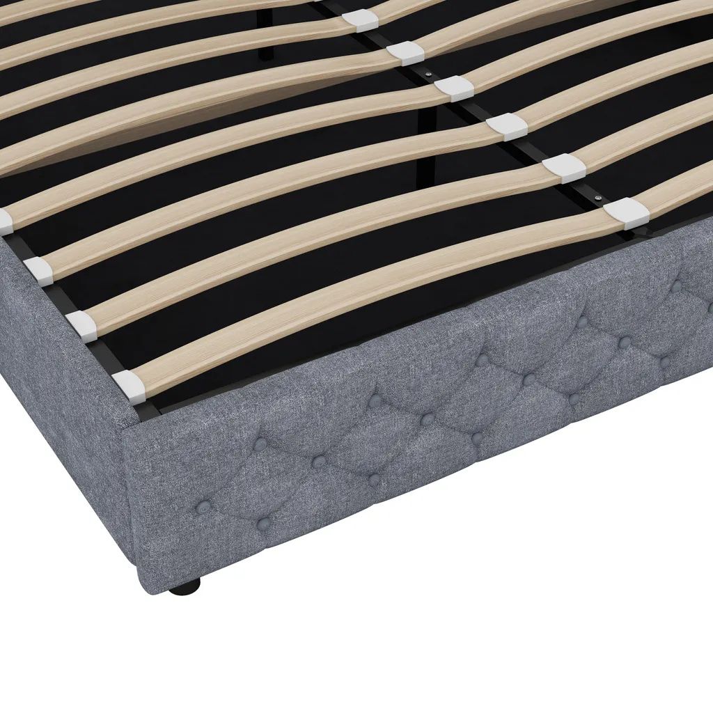 Lit Gain de Place 180x200 Gris : Solution Rangement avec Hydraulique