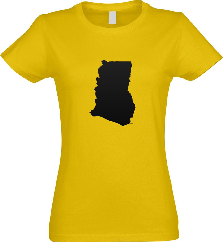 Kiwistar - T-Shirt tailliert - Damen - gelb - Ghana Umriss Kontur - mit Motiv Bedruckt - Funshirt Design - Sport - Freizeit - Damen - S