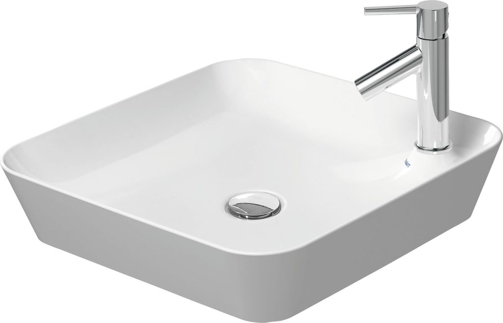 Duravit Aufsatzbecken CAPE COD ohne Überlauf, mit Armatureninsel, 460 x 460 mm, 1 Hahnloch weiß