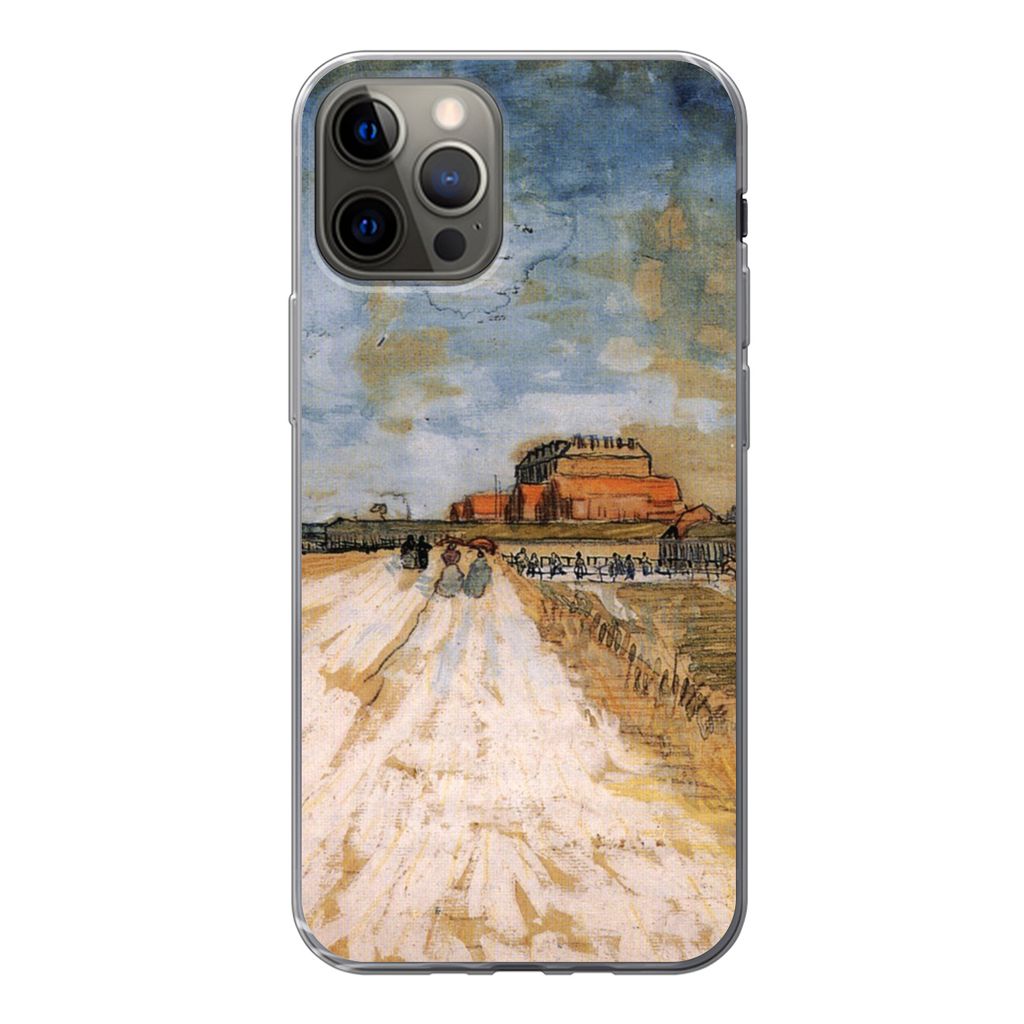 MuchoWow Handyhülle Schutzhülle Hülle für iPhone 12 Pro Straße entlang der Stadtmauern von Paris - Vincent van Gogh Silikon Softcase Handy H...