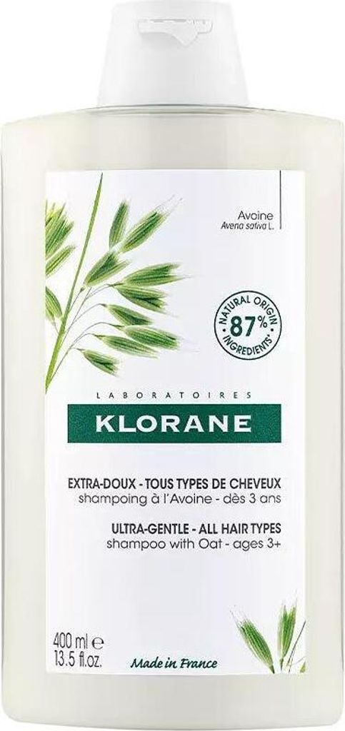 Klorane Hafer Shampoo - Sanfte Reinigung für empfindliches Haar, 400 ml