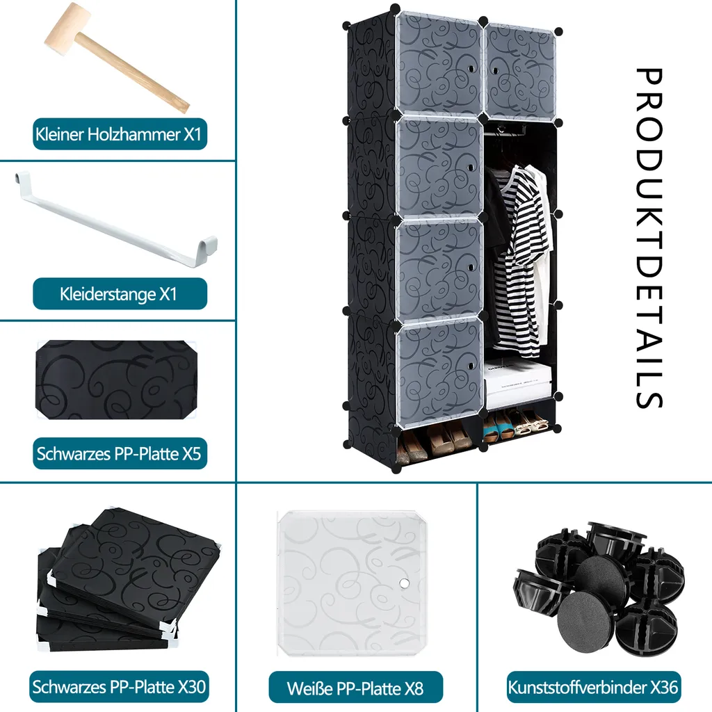 Armoire à chaussures DIY modulable avec penderie intégrée - 7
