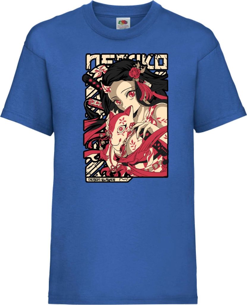 Kinder T-Shirt Demon Anime Slayer Nezuko Kamado 04 Nezuko Demon, 3-4 Jahr - 104 / Blau