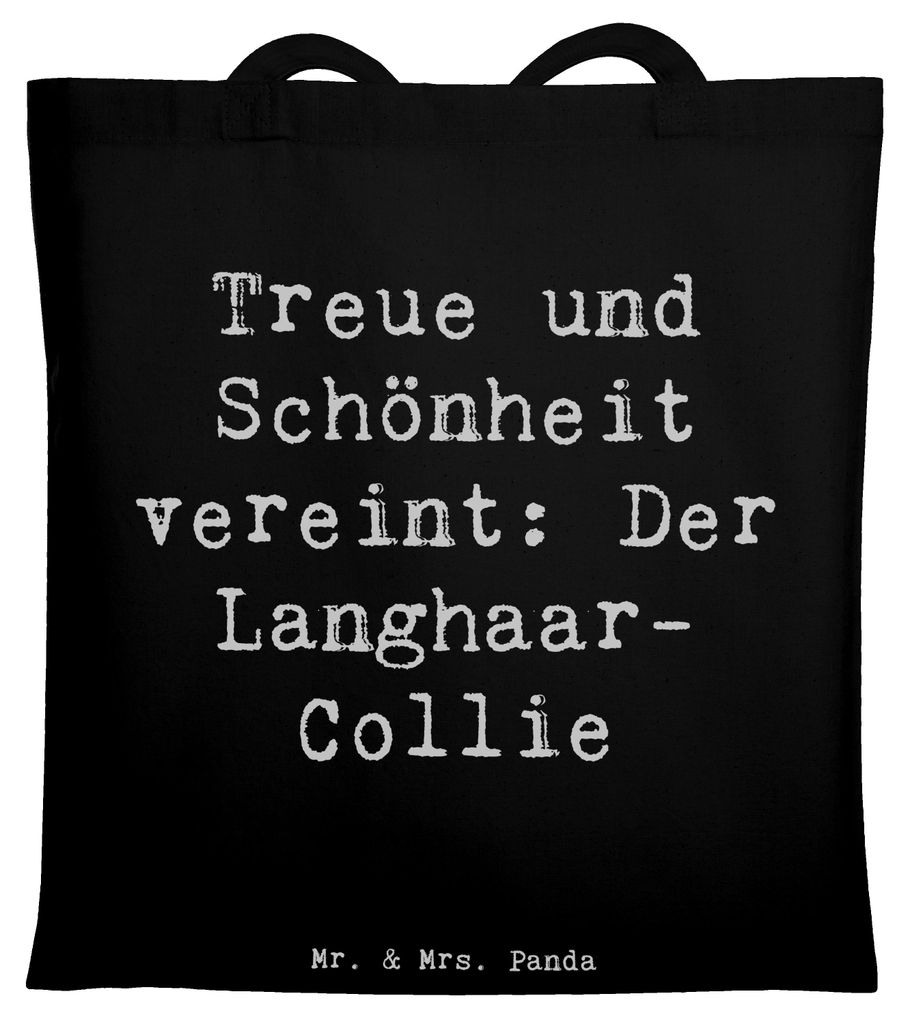 Mr. & Mrs. Panda schulterbeutel Spruch Langhaar Collie - Schwarz - Geschenk, Hunderassen Beschreibung, canvas tasche, Hunderasse, Charakter, Famili...