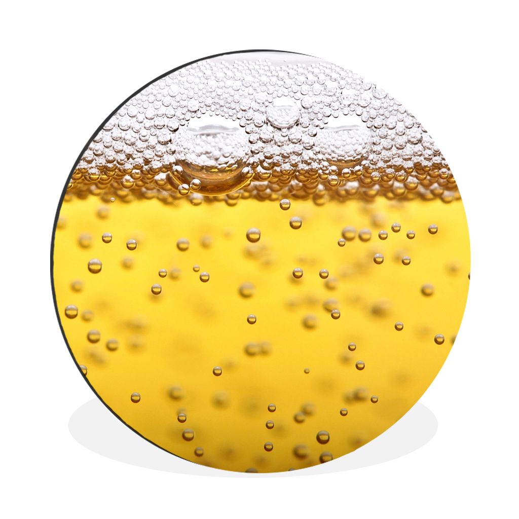 MuchoWow Aluminium Wandkreis Bierblasen im Glas Ø 30 cm Wanddeko Modern Wohnzimmer - Wand Bild - Wohnzimmer - Runde Bilder - Alubilder - Kunst f...