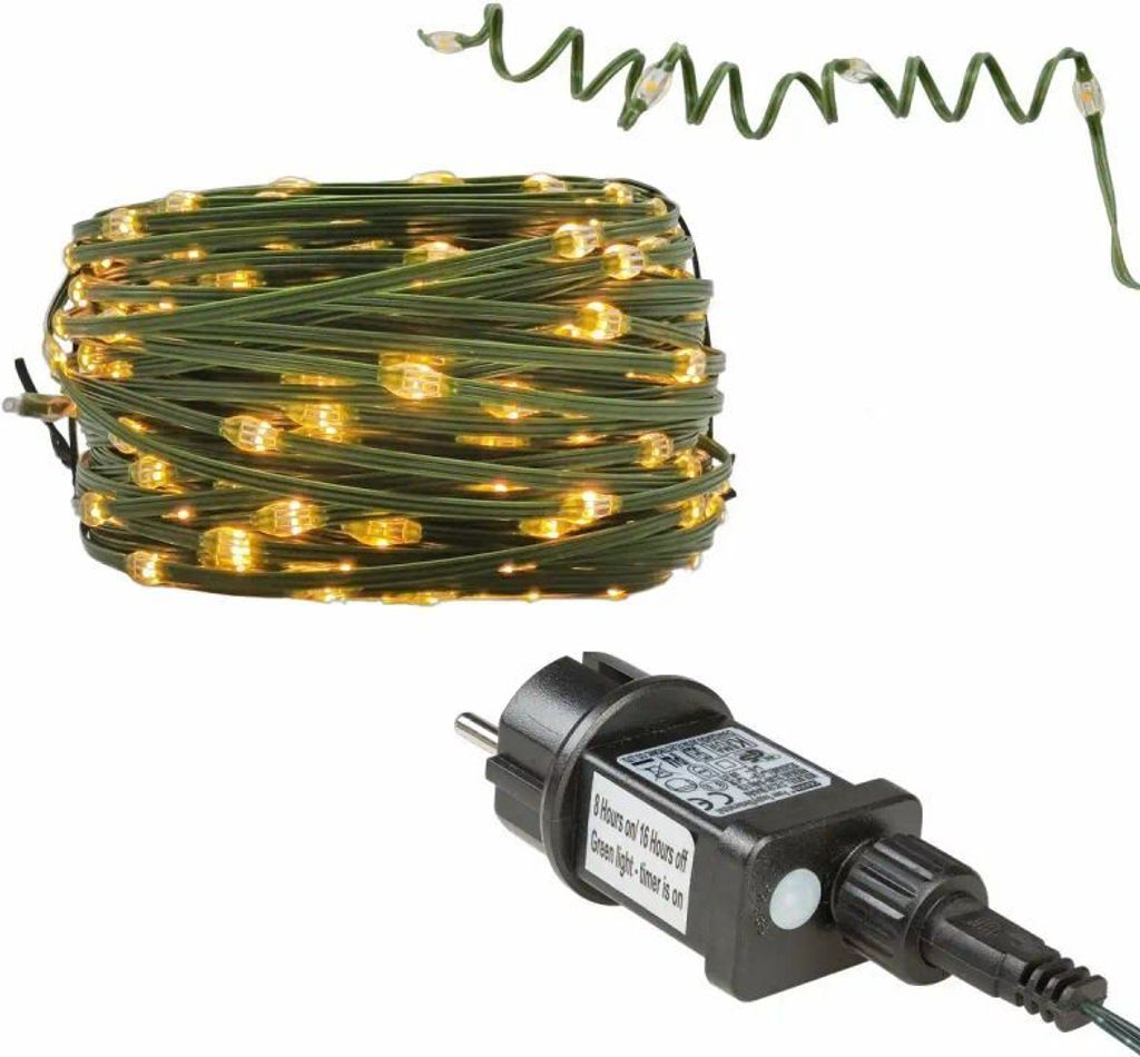 18x Lichterkette 480 Micro LED warmweiß 8h Timer 52,9m, innen & außen, mit Netzteil