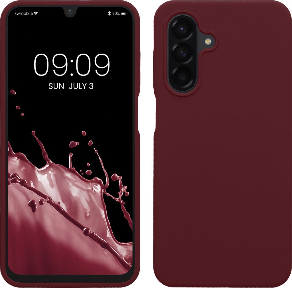 kwmobile Hülle kompatibel mit Samsung Galaxy A26 5G Hülle - Silikon Handy Case - Handyhülle weiche Oberfläche - kabelloses Laden - Bordeaux Vio...