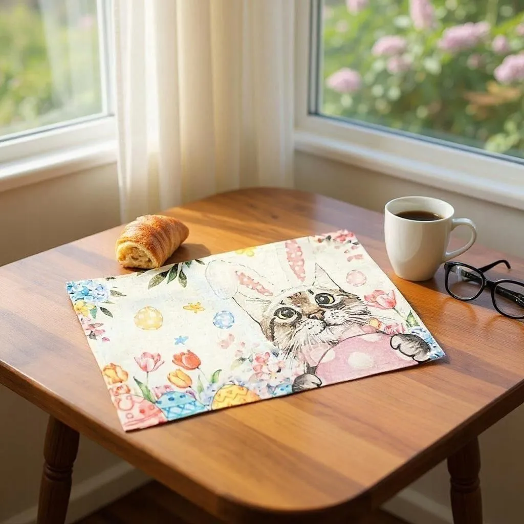Linge de table de Pâques décoratif avec chemin et 4 sets de table - 10
