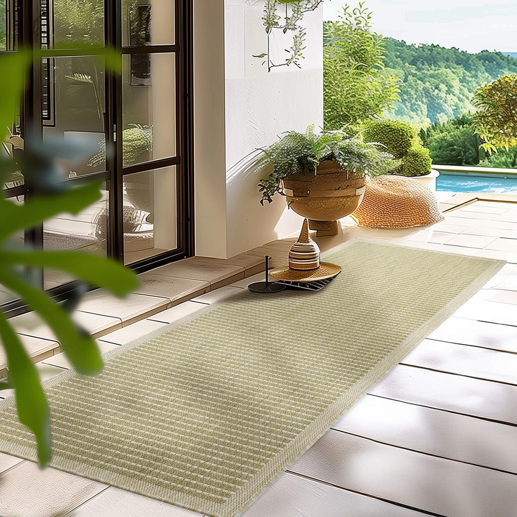 Homebyhome In & Outdoor Teppich Terrasse Balkon Küchenteppich Wetterfest Sisal Optik Flachgewebe Einfarbig mit Struktur, Grösse: 80x250 cm