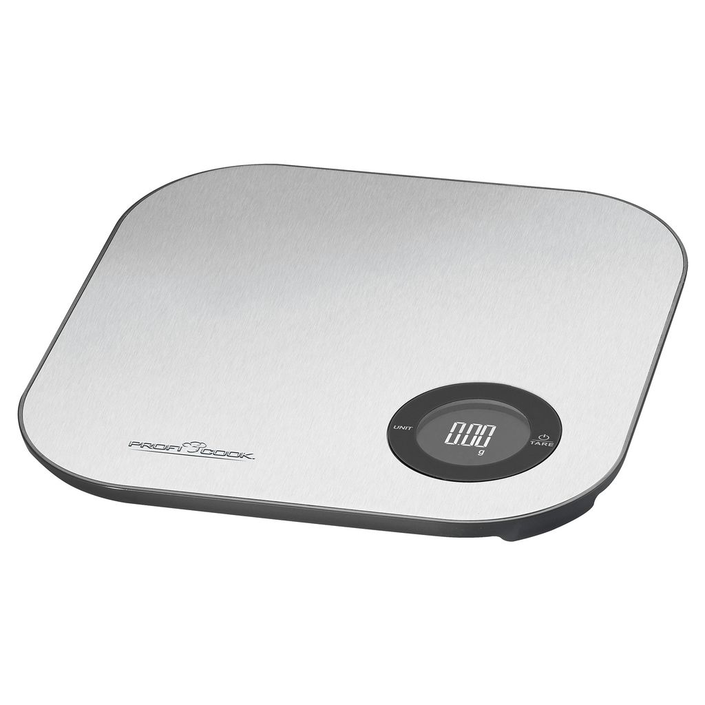 ProfiCook PC-KW 1158 Elektronische KÃ1/4chenwaage mit LCD-Infodisplay, Messbereich bis 5 kg, Metall-Wiegeschale, Zuwiegefunktion, Diätcomputer, A...