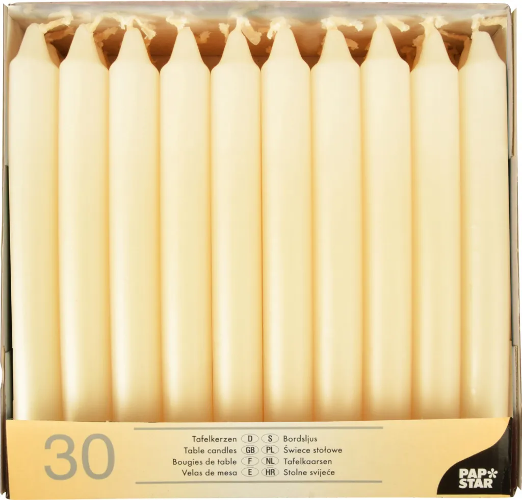 STARPAK 13706 Bougies de Table 21 mm Crème Paquet de 30 Pièces Qualité
