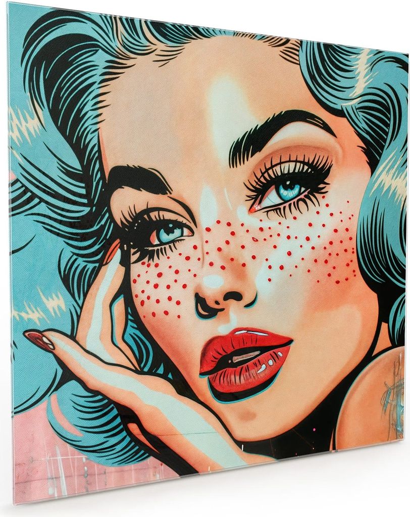 Küchenrückwand Spritzschutz Glas mit Motiv Pop Art Porträt 40 x 40 cm
