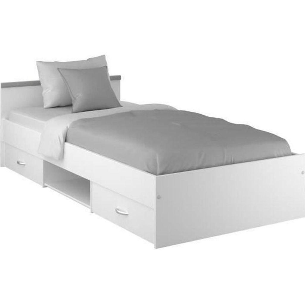 Lit enfant moderne blanc mat 90 x 200 cm Image du produit 