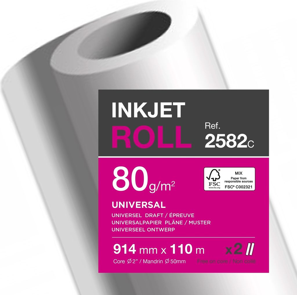 Clairefontaine Plotterrolle 2582C 80g 914mmx110m 2St.
