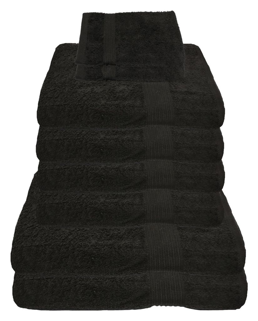 Julie Julsen Handtuch Sets 600g/m² Schwarz,8 tlg. 2 Bade- 4 Handtücher + gratis 2 Waschhand..