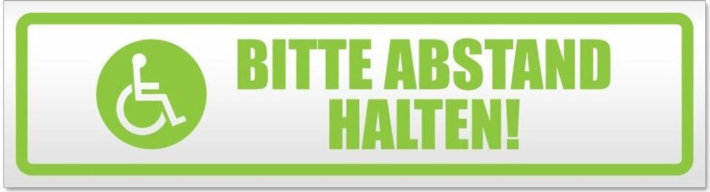 Bitte Abstand halten! Motiv 2 - Hinweis Aufkleber Sticker für Auto, Kfz, Fahrrad, PKW, LKWLindgrün - 30 x 8 cmBitte Abstand halten! Motiv 2 - Hin...