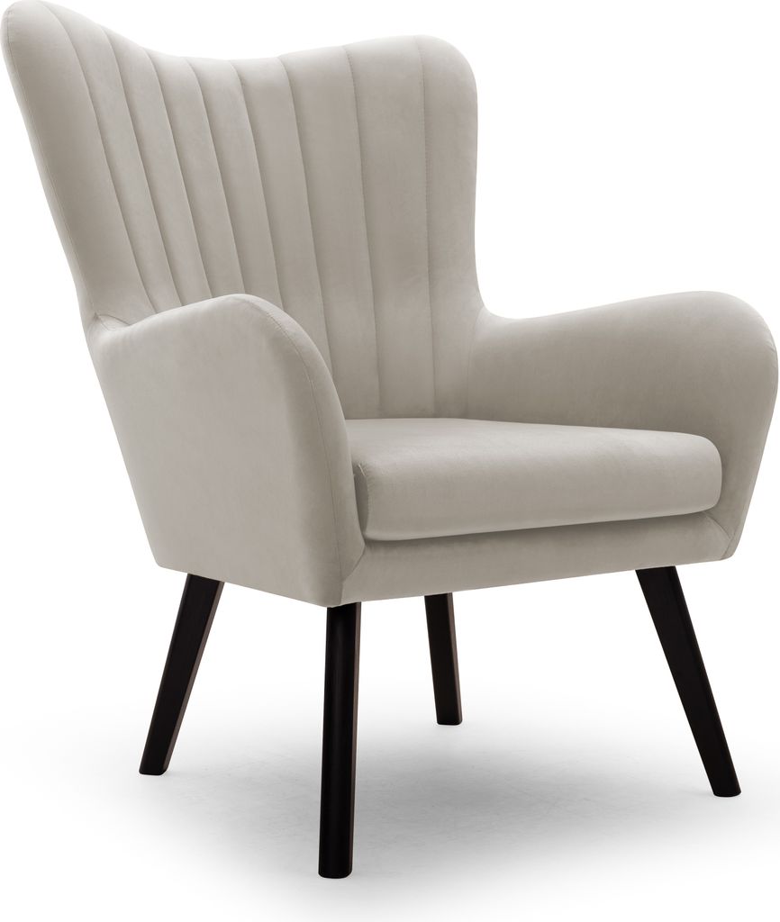 DomoHome Ted Sessel Aus Velluto-Stoff – Eleganter Hellrosa Samtsessel Mit Hoher Rückenlehne Breiter Sitzfläche Und Stabilen Schwarzen Holzbeine...
