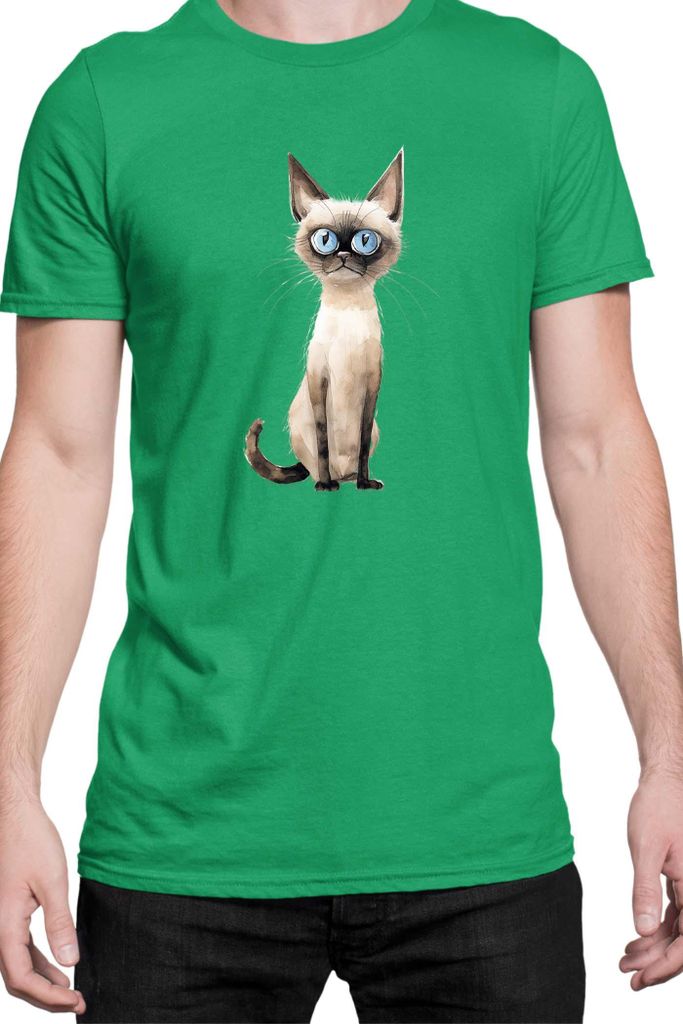 Herren T-Shirt Funny Cats Breeds Siamese Cat, Man 3XL / Grün