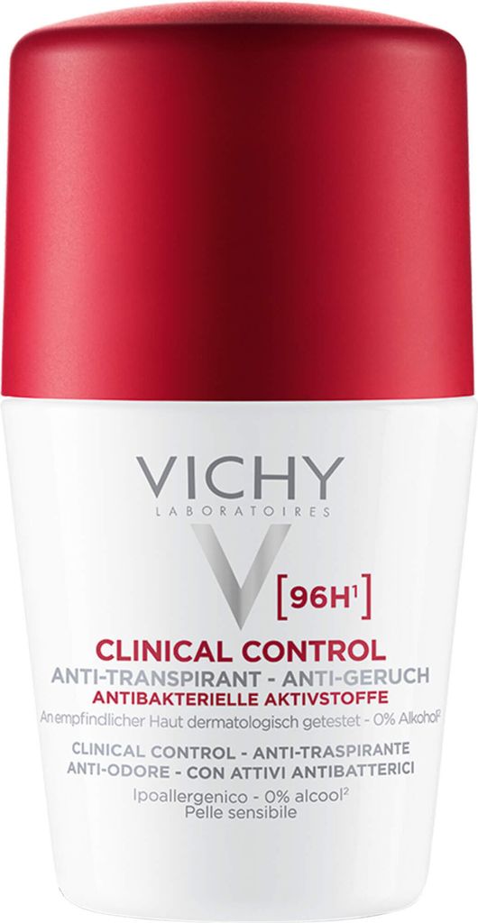 A product shot of a Vichy Clinical Control deodorant.