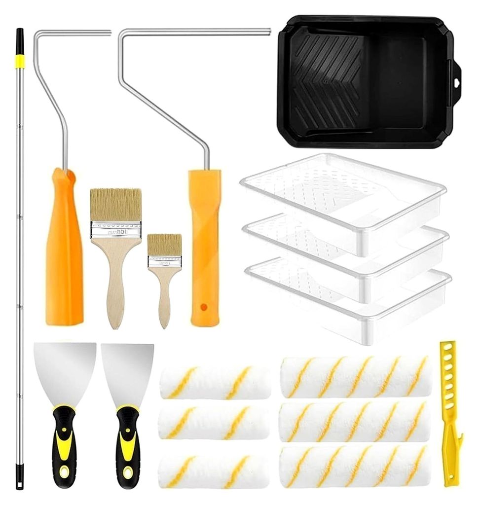 Malerroller Set | Verstellbare Farbrolle Mit Teleskopstange | Zubehör Für Wände, Decken Und Kleine Ausbesserungen