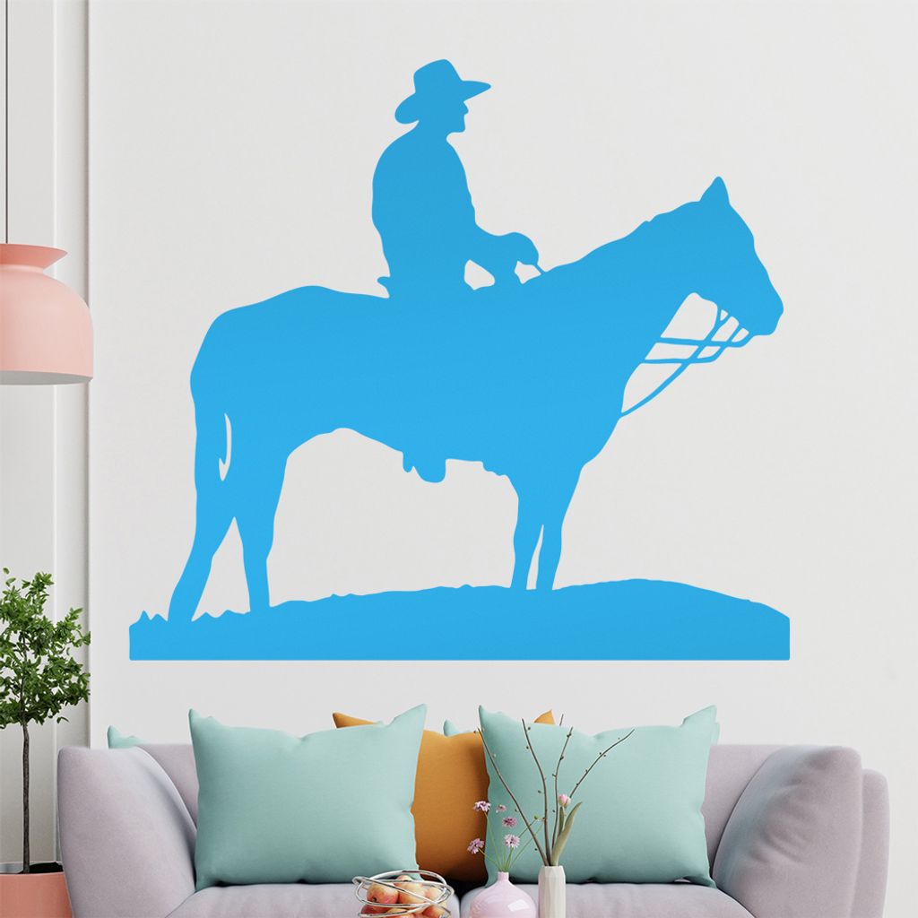 KIWISTAR Cowboy Pferd - Reiten Ausblick Wandtattoo in 6 Größen - Wandaufkleber Wall Sticker - Dekoration, Küche, Wohnzimmer, Schlafzimmer, Badez...