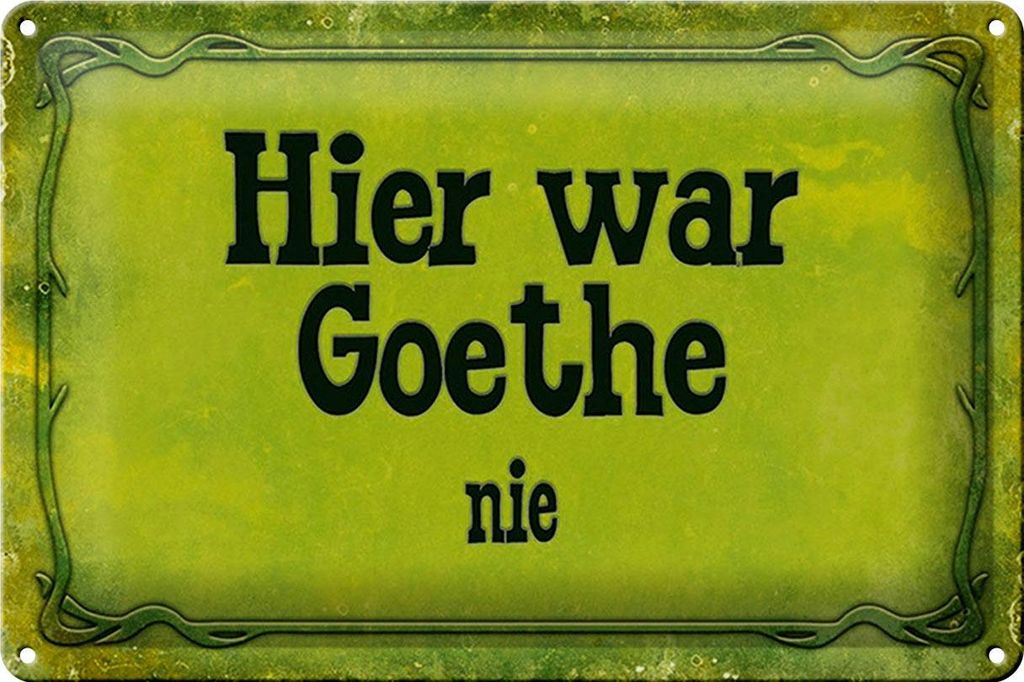 Blechschild Spruch 30x20cm Hier war Goethe nie