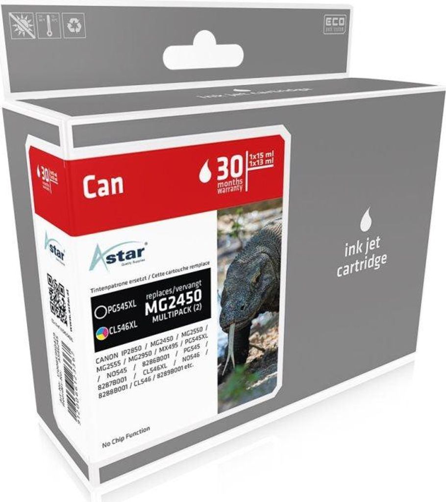 Astar - 2er-Pack - Schwarz, Farbe (Cyan, Magenta, Gelb) - Tintenpatrone - für Canon PIXMA iP2850, MG2450, MG2550, MG255