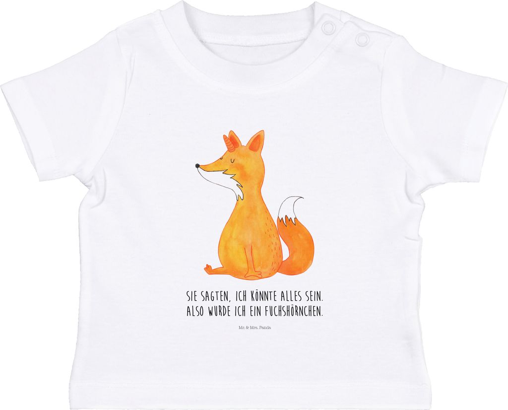 Mr. & Mrs. Panda T-Shirt Einhorn Wunsch 0. - 6. Monat - Weiß - Geschenk, Organic Baby, Füchse, Babyshirt, Fuchshörnchen, Top, Einhörner, Unicor...