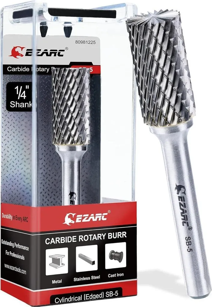 EZARC SB-5 Fresa Metallo Duro 1/4" - Taglio Doppio Cilindrico per Acciaio